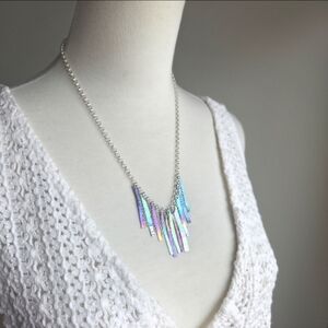 Sterling Silver Chain With Annodized Hammered Niobium Pendants And Chain-19.5"